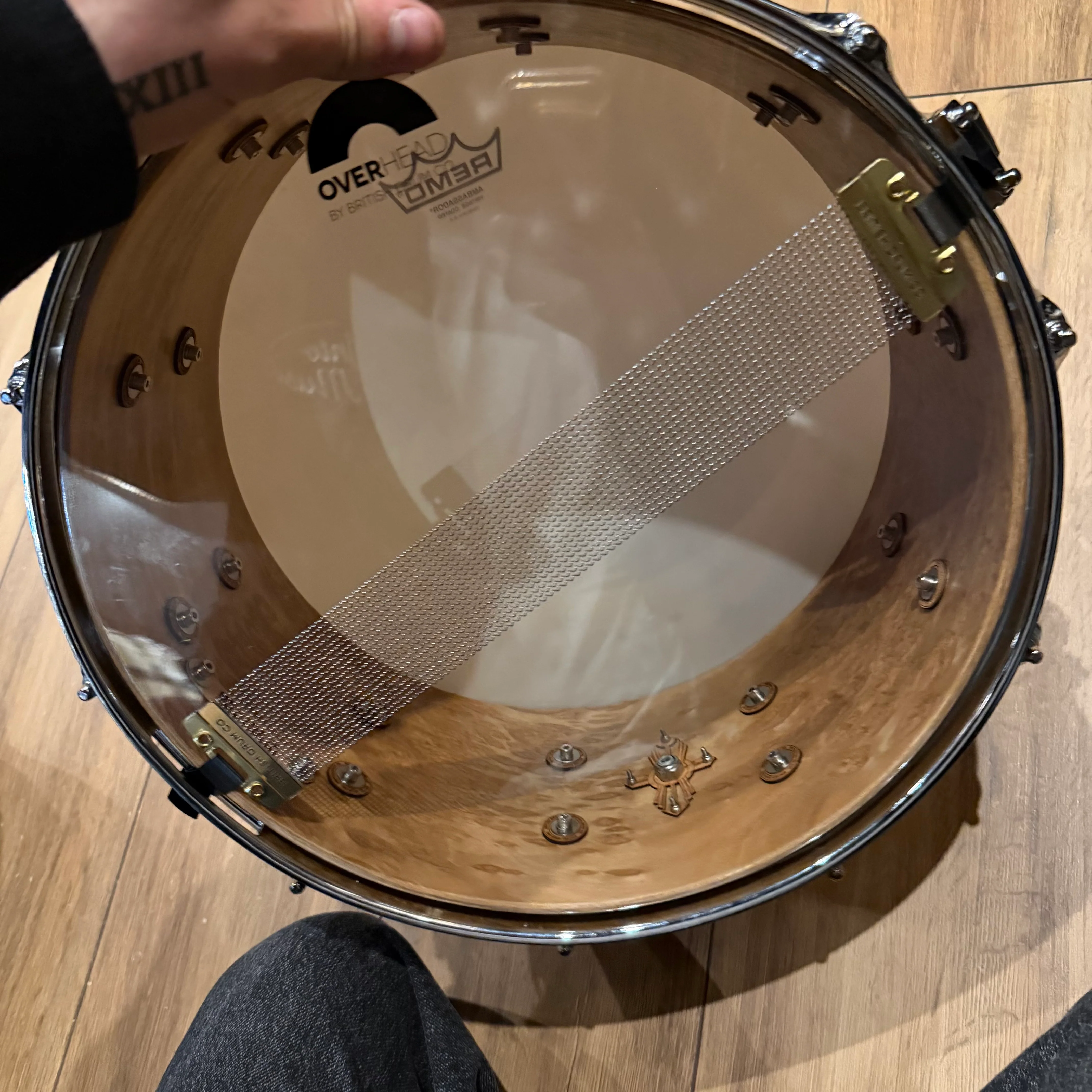 British Drum Company Founders Reserve Pure Elm Burr Snare Drum 14x6.5" #1301 - Image 5
