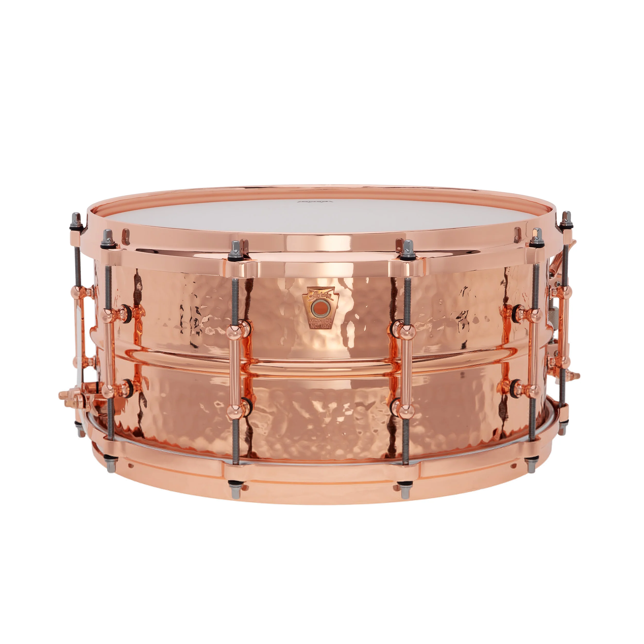 Ludwig Copper Phonic 14" x 6.5" Hammered Copper Snare Drum - LC662KTC - Image 3