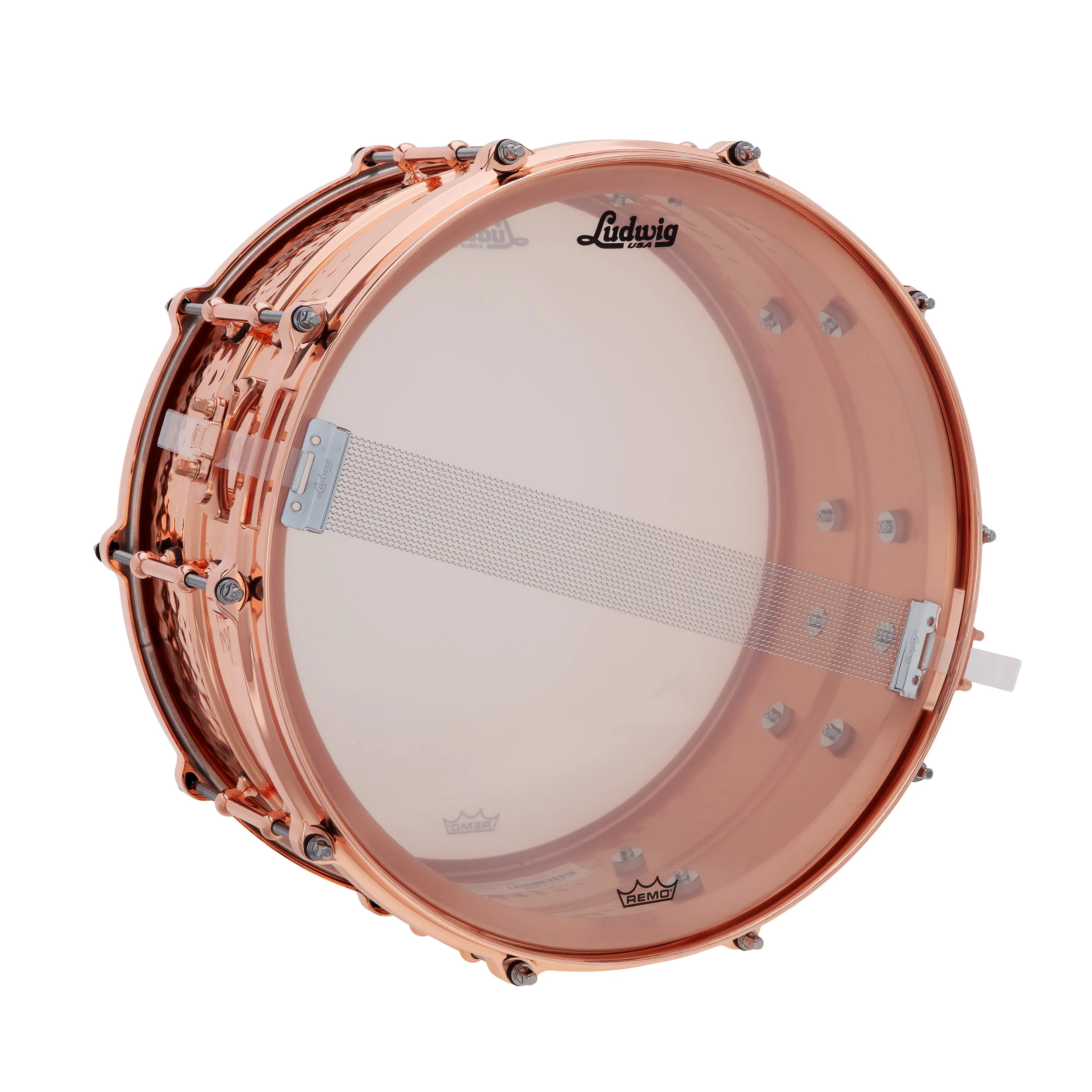 Ludwig Copper Phonic 14" x 6.5" Hammered Copper Snare Drum - LC662KTC - Image 6