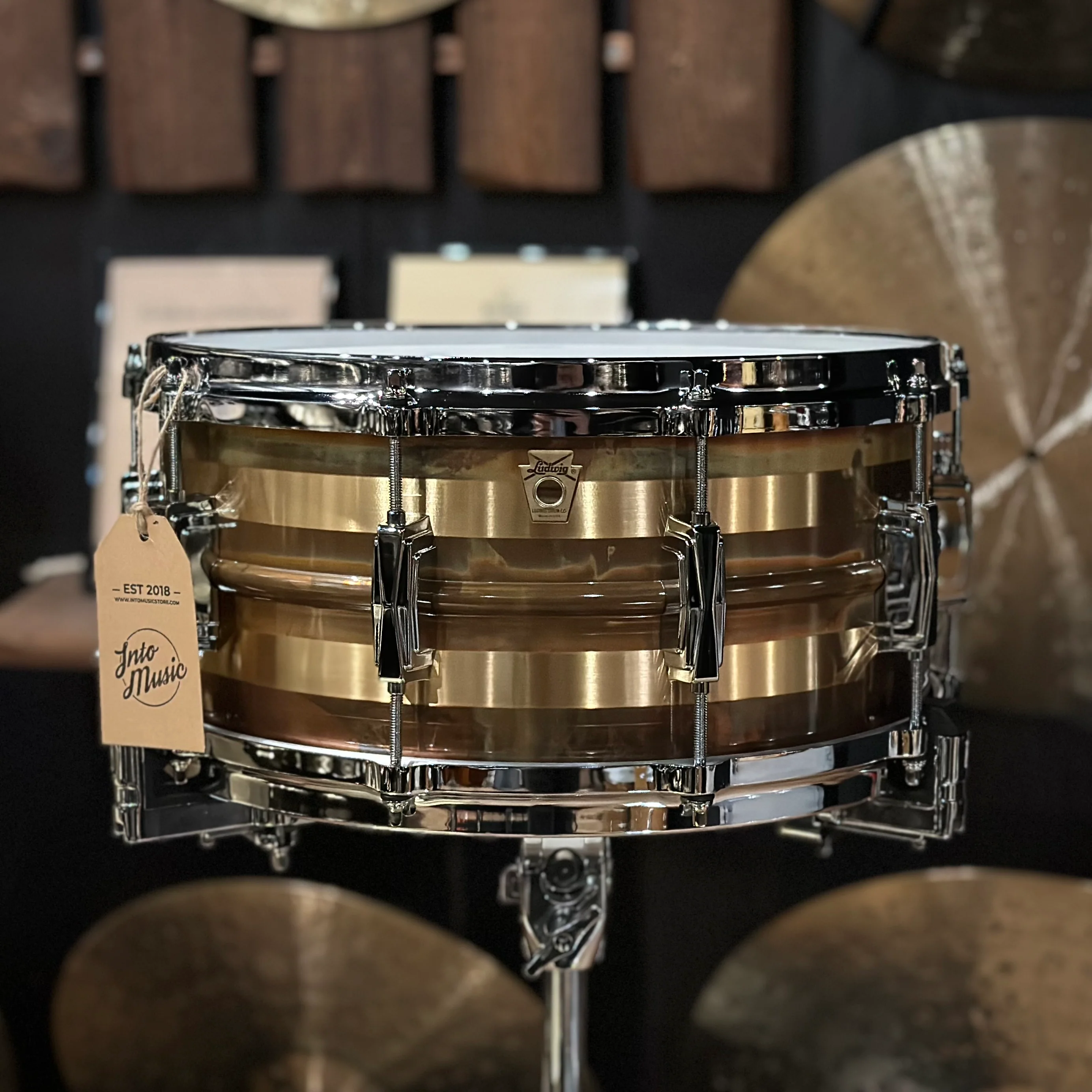 Ludwig Ltd Edition Striped Bronze 14″ x 6.5″ Snare Drum - Image 2