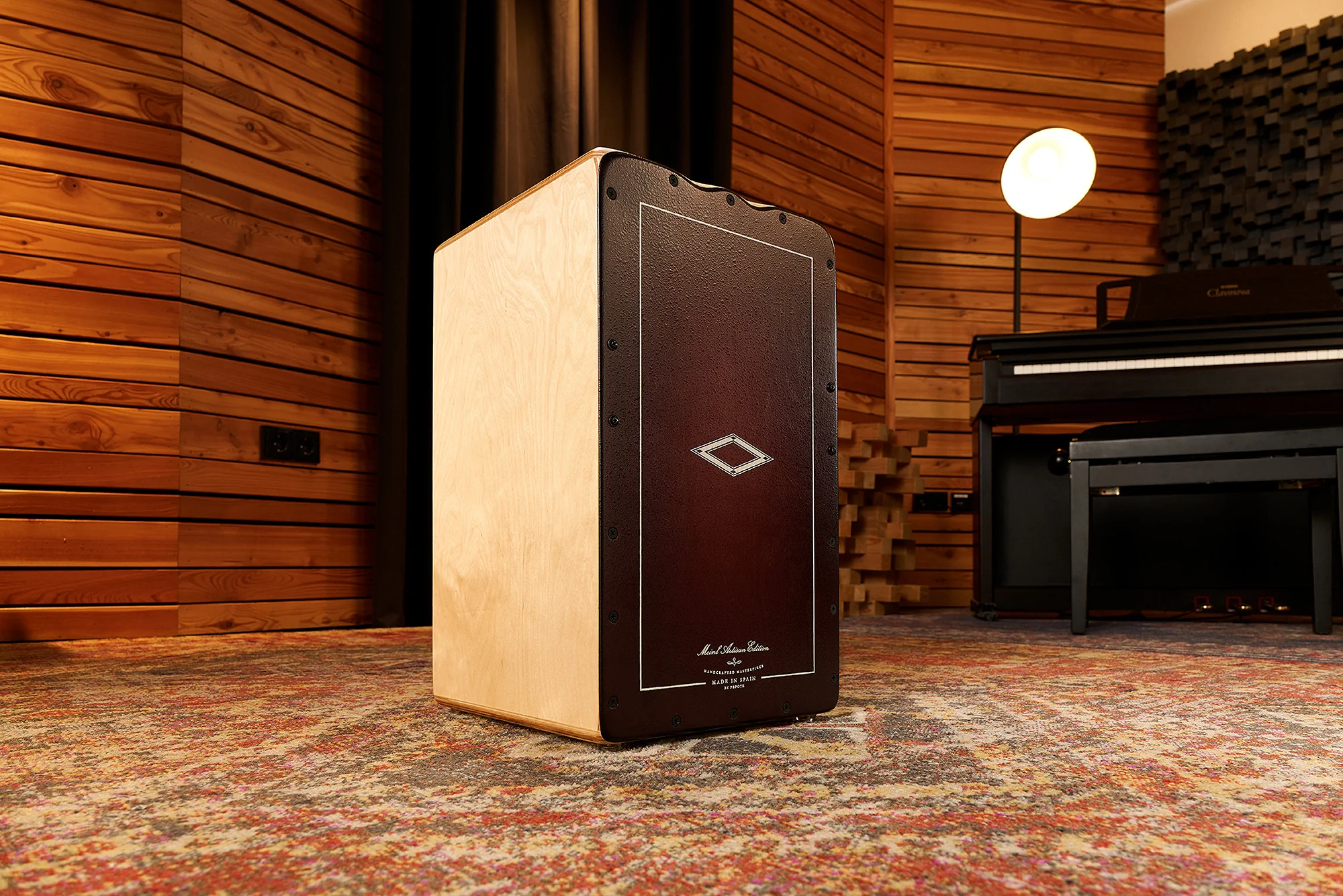 MEINL Percussion Artisan Edition Series String Cajon Soleá Line - Dark Red Burst - Image 2