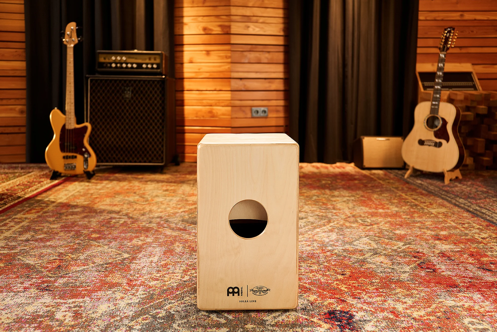 MEINL Percussion Artisan Edition Series String Cajon Soleá Line - Dark Red Burst - Image 4