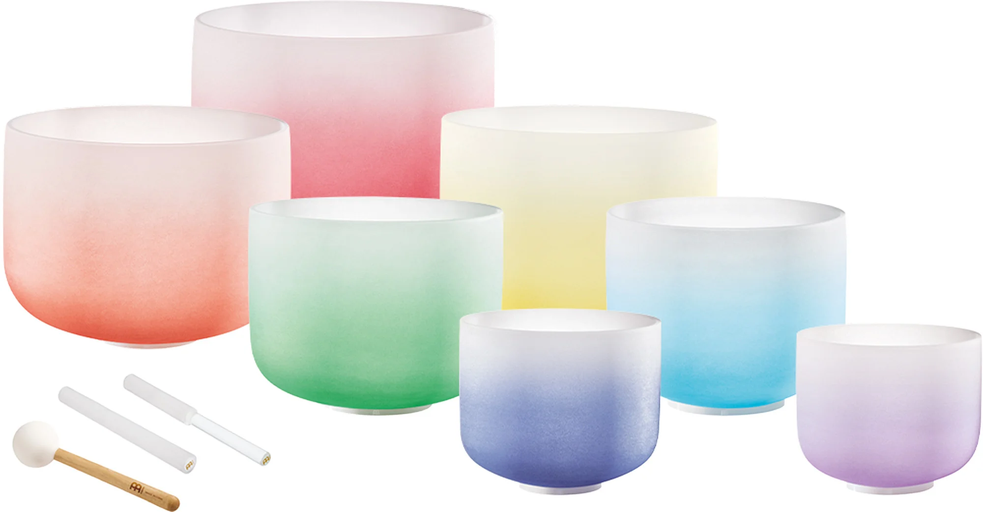Meinl Sonic Energy Crystal Singing Bowl Chakra Set, Coloured, Note C4, D4, E4, F4, G4, A4, B4 (440 Hz)
