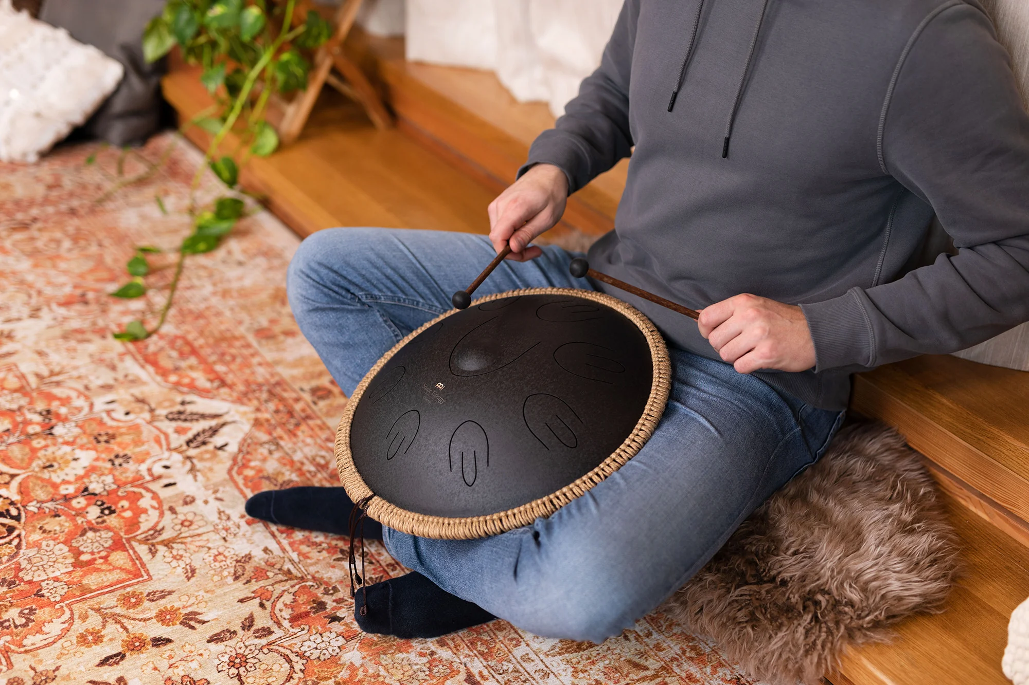 Meinl Sonic Energy Octave Steel Tongue Drum, Black, D Kurd, 16" / 40 cm - Image 2