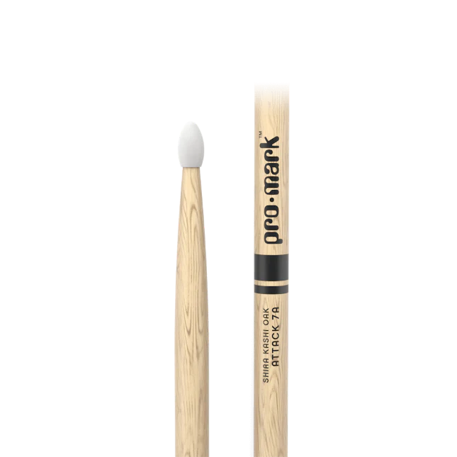 Promark Classic Attack 7A Shira Kashi Oak Drumstick, Oval Nylon Tip