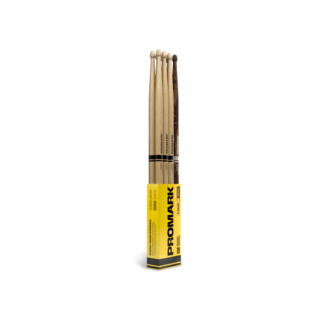 Promark Rebound 5B Hickory Drumstick, Acorn Wood Tip, FireGrain Bonus Four Pack