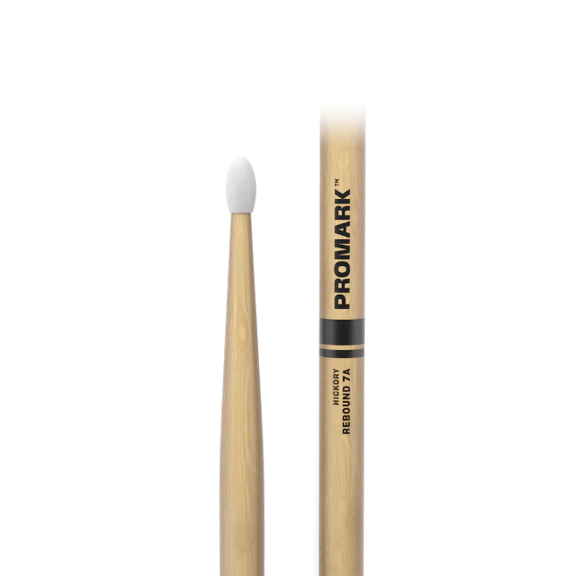 Promark Rebound 7A Hickory Drumstick, Oval Nylon Tip